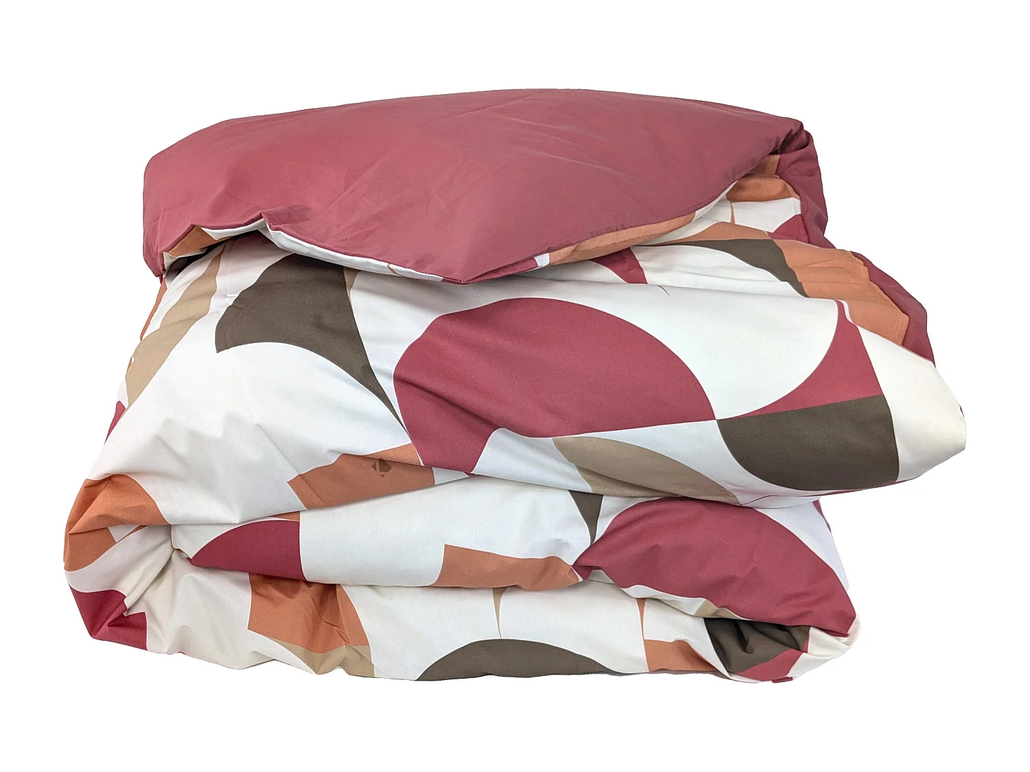 Housse de couette 300x240 cm en 100% percale MODULO blanc acajou