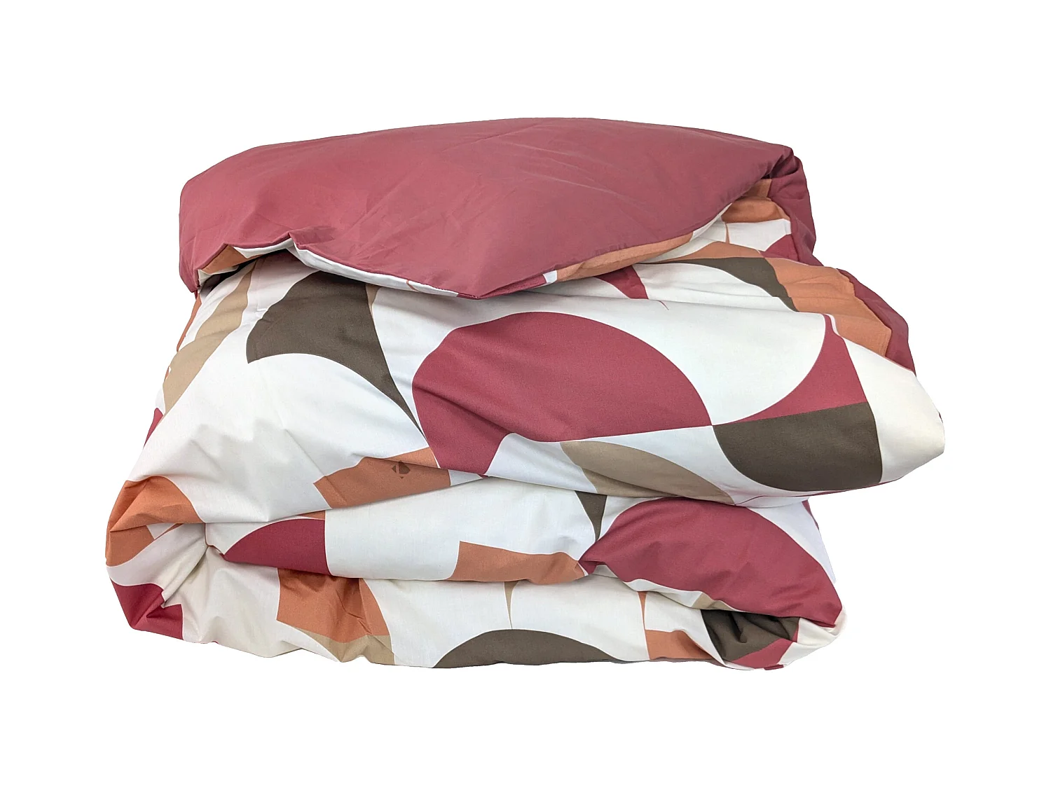 Housse de couette 240x220 cm en 100% percale MODULO blanc acajou