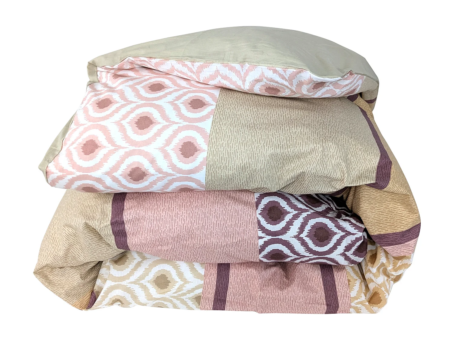 Housse de couette 200x200 cm coton INOUK rose/beige