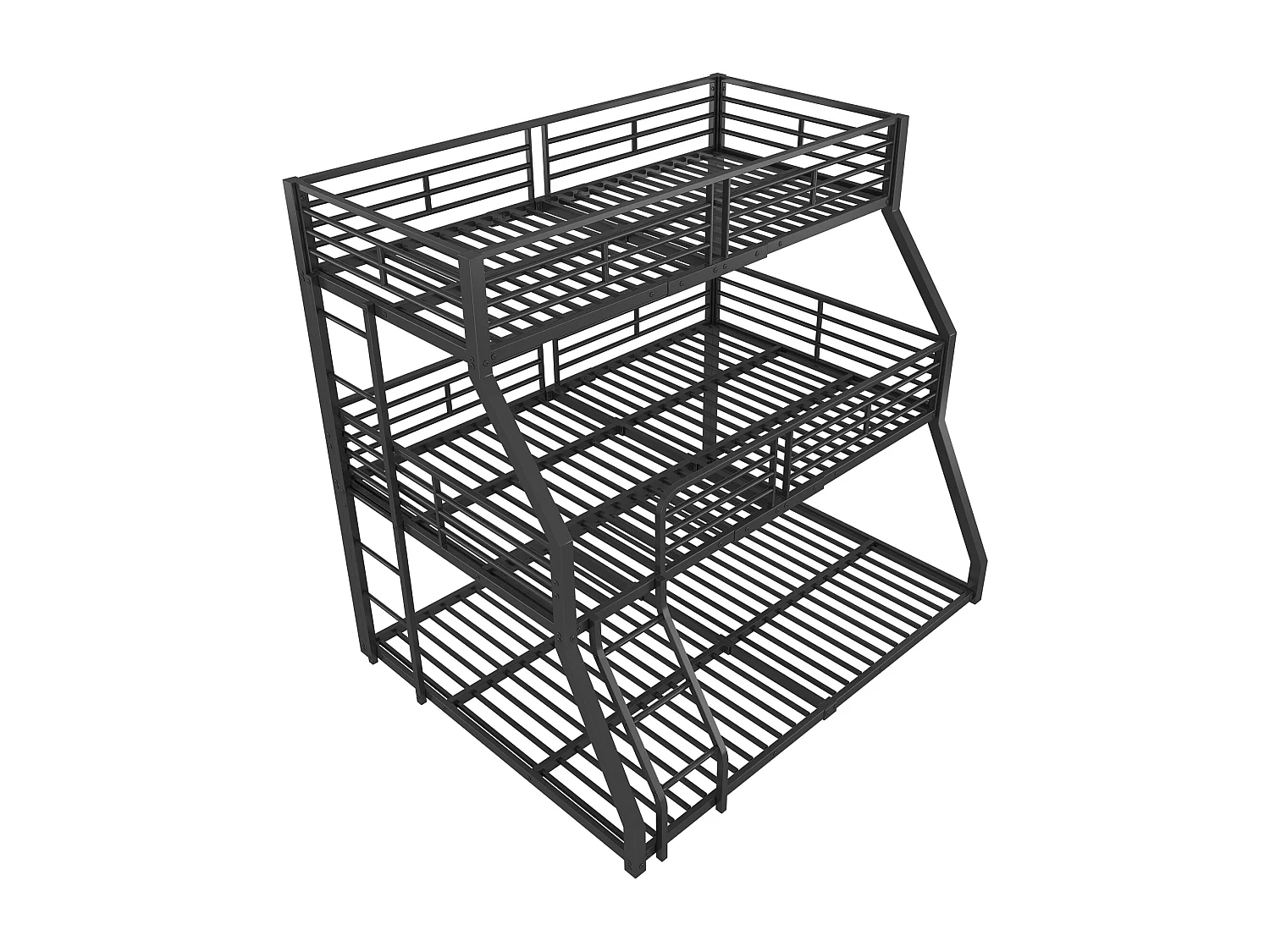 Litera triple - 2x90x200cm y 140x200cm - estructura de hierro - Negro