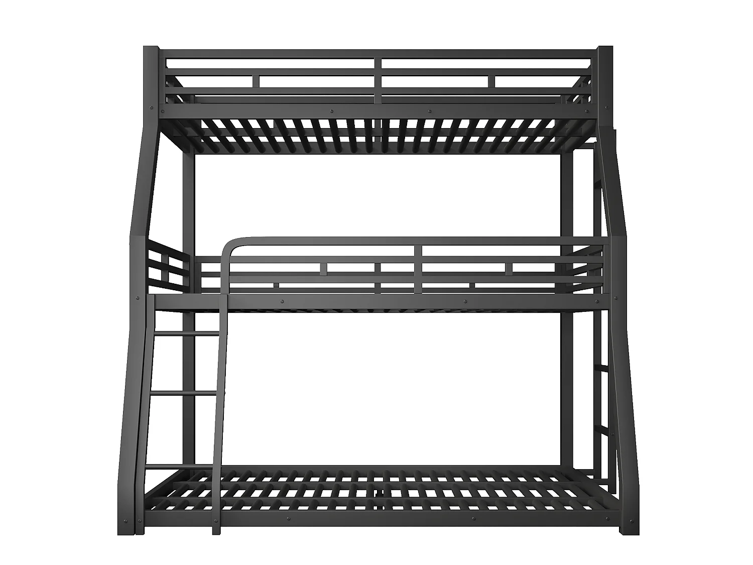 Tredobbelt køjeseng - 90x200cm/120x200cm/140x200cm - jernramme - Sort