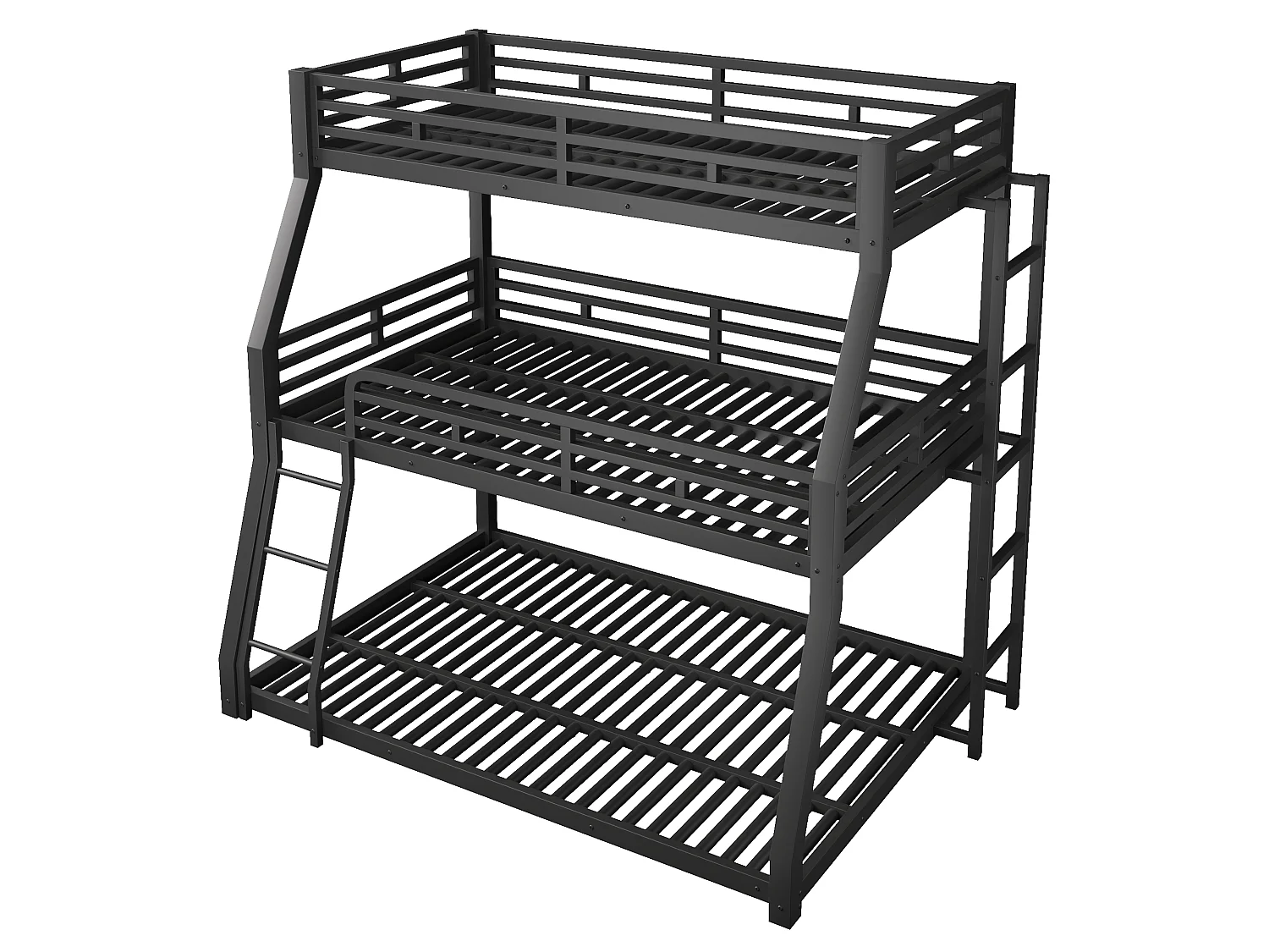 Tredobbelt køjeseng - 90x200cm/120x200cm/140x200cm - jernramme - Sort