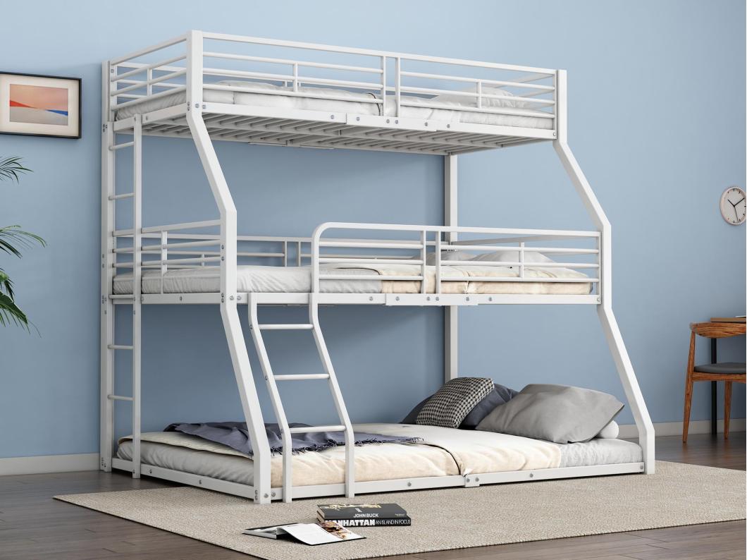 Litera triple - 2x90x200cm y 140x200cm - estructura de hierro - Blanco