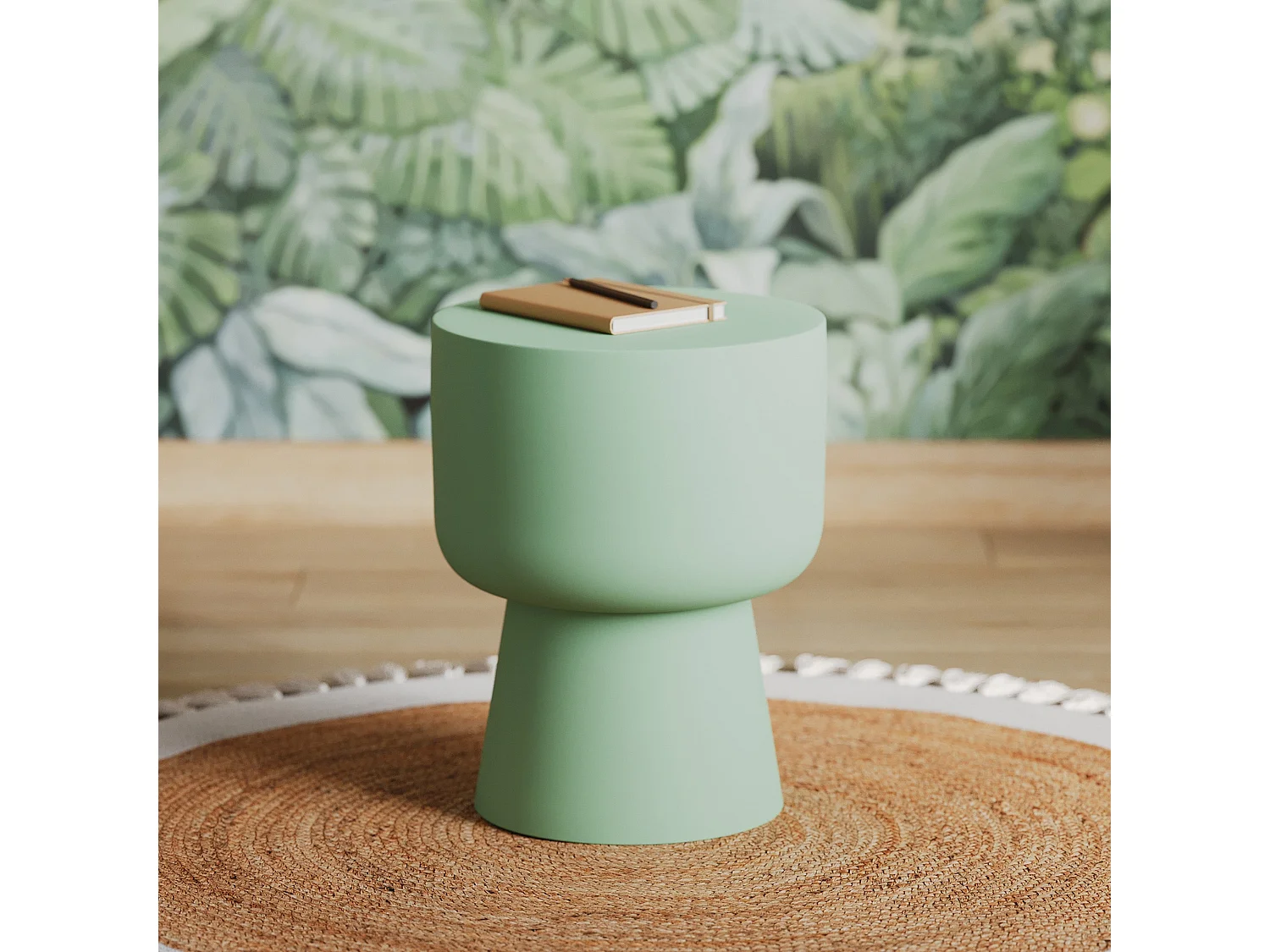 Mesa auxiliar redonda de metal verde - Prisca