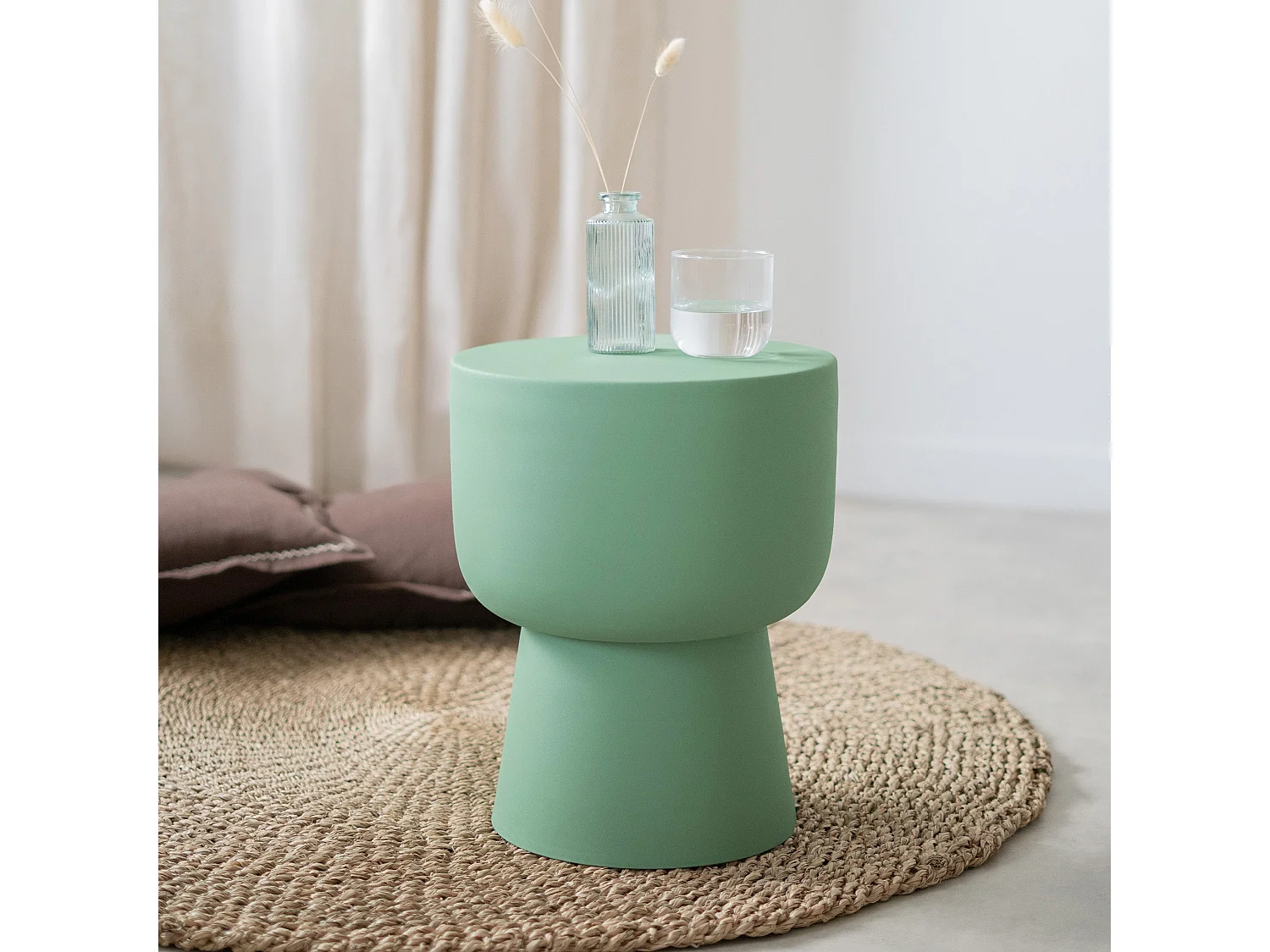 Tavolino rotondo in metallo verde - Prisca