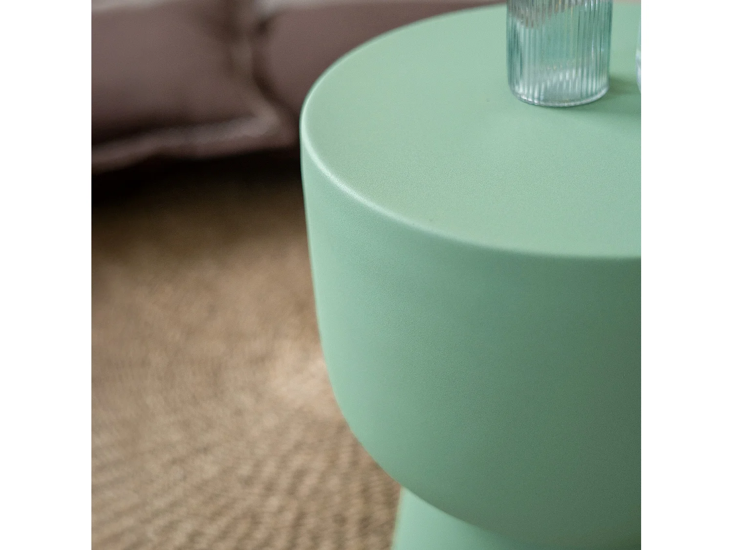 Tavolino rotondo in metallo verde - Prisca