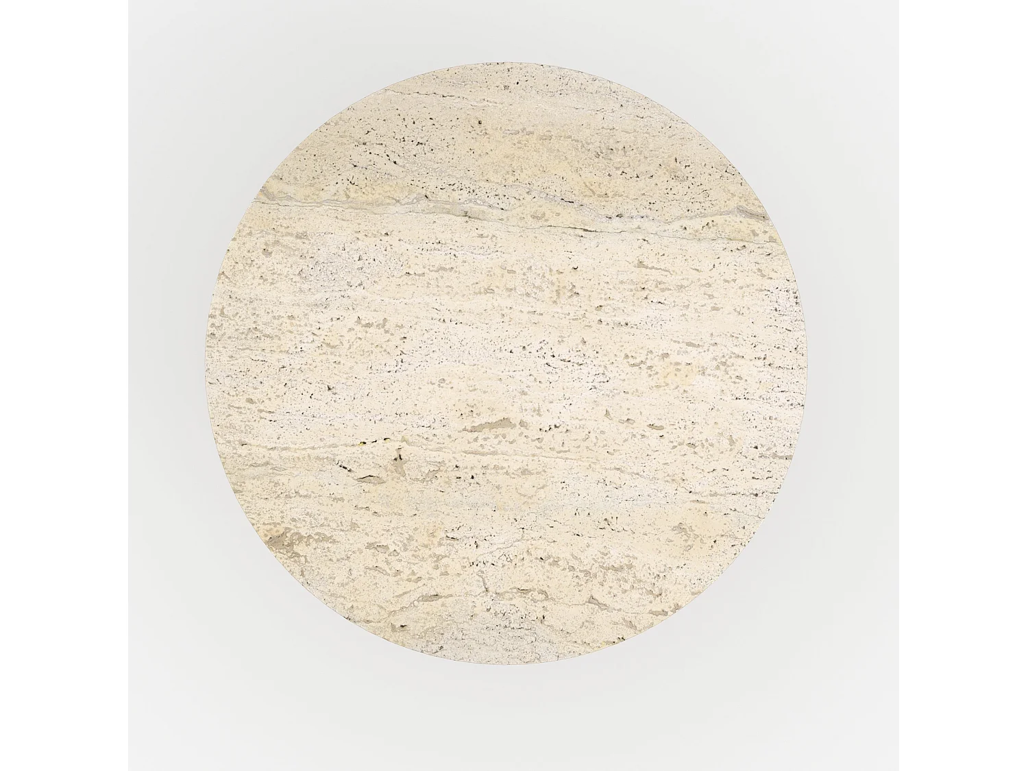 Mesa auxiliar redonda de travertino y metal beige - Louison