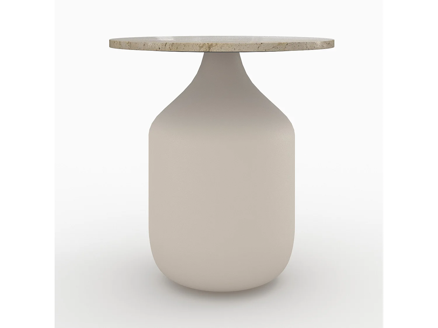 Tavolino rotondo in travertino e metallo greige D45 cm - Louison