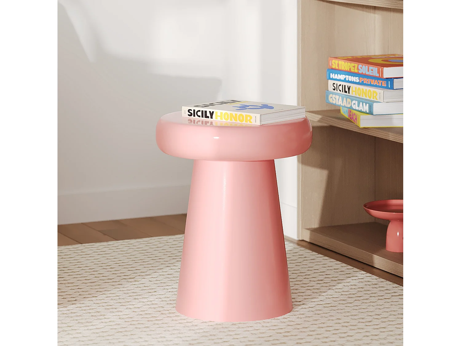 Tavolino rotondo in metallo rosa D40 cm - Anouk