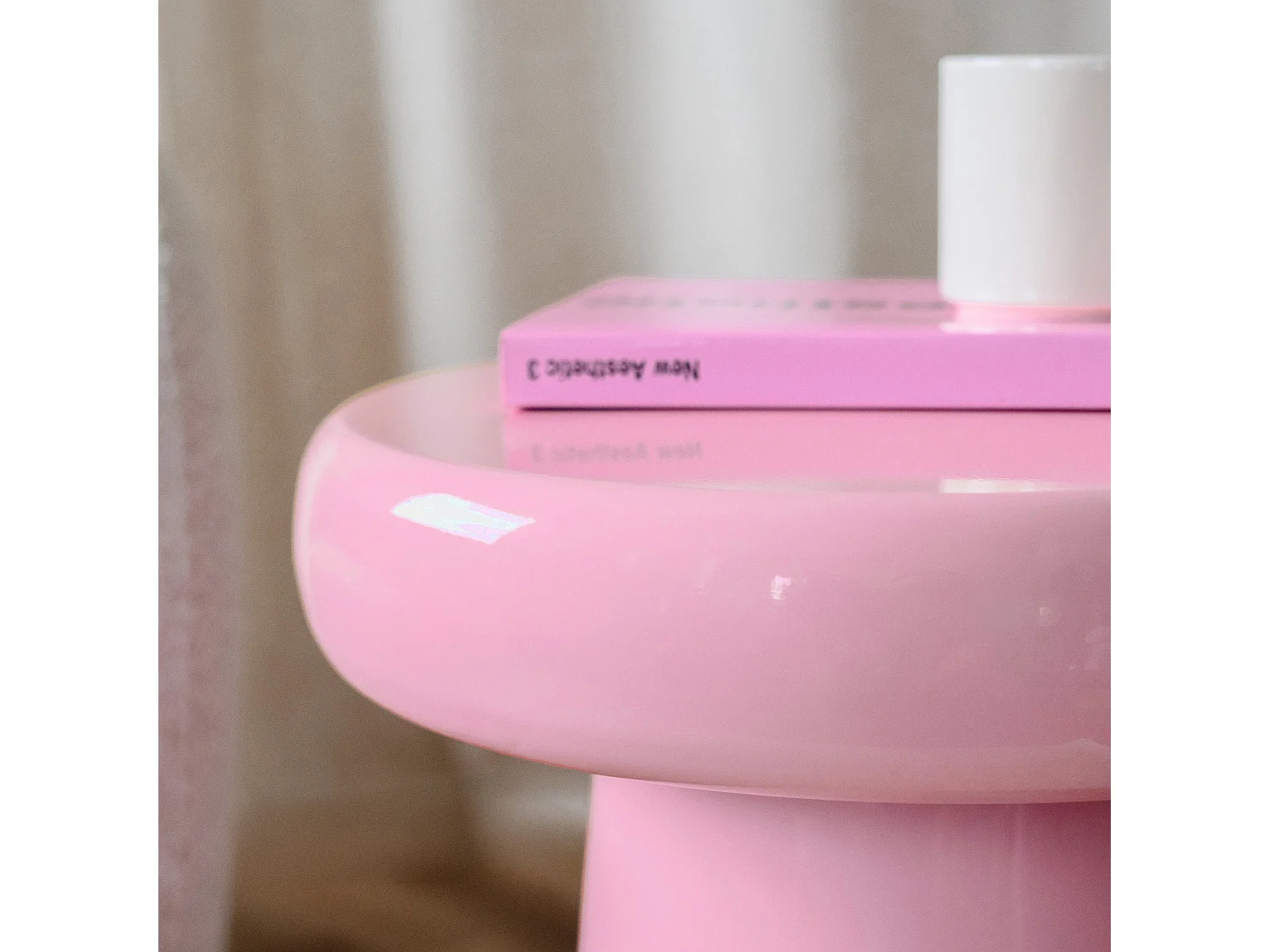 Tavolino rotondo in metallo rosa D40 cm - Anouk