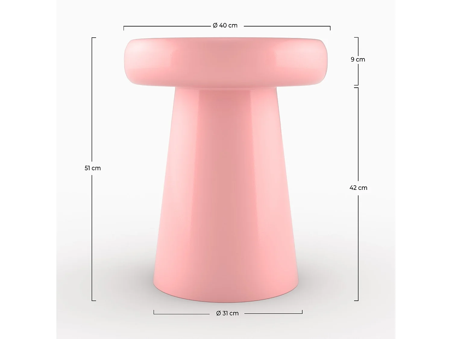 Tavolino rotondo in metallo rosa D40 cm - Anouk