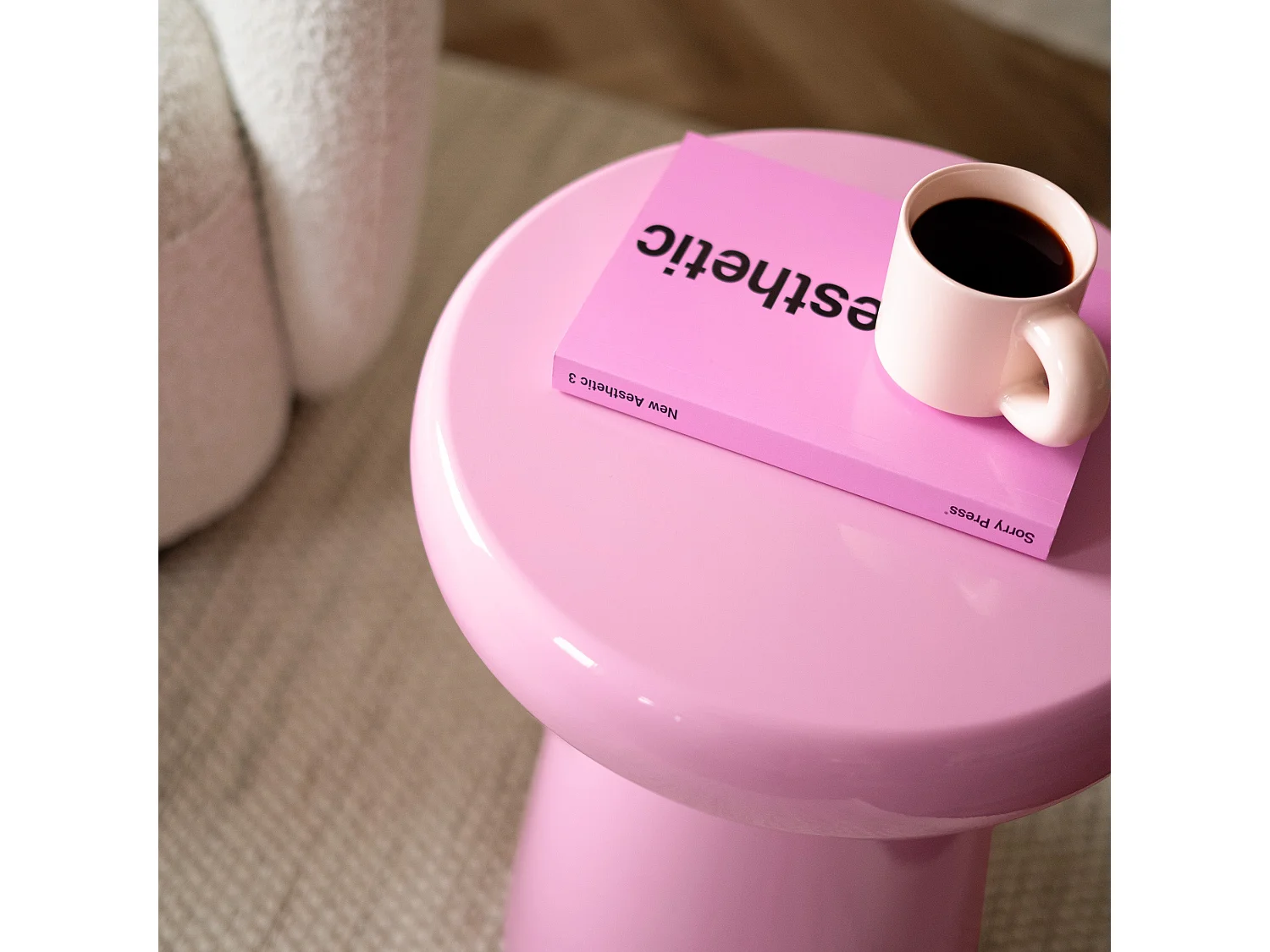 Tavolino rotondo in metallo rosa D40 cm - Anouk