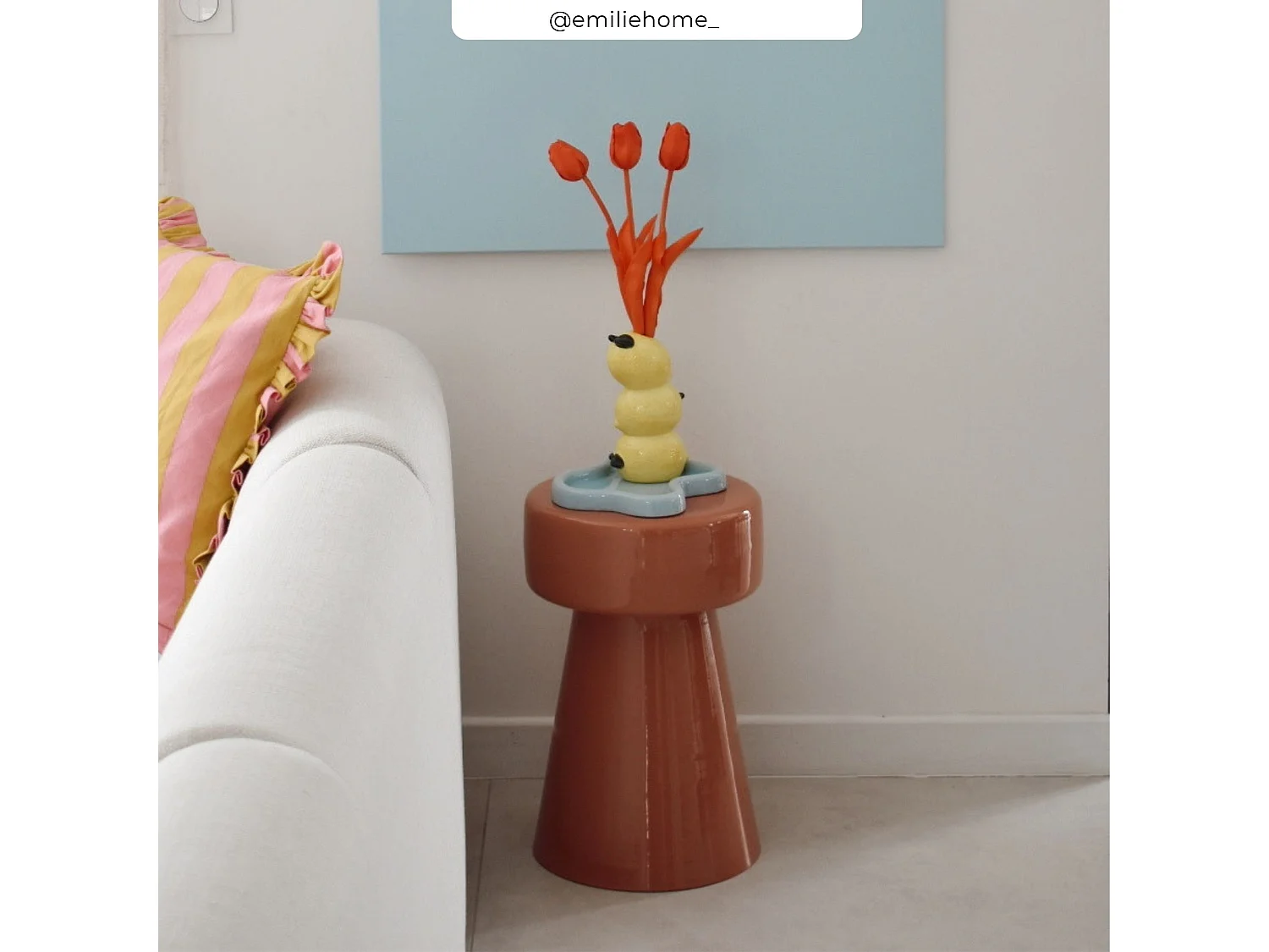 Tavolino rotondo in metallo arancione - Athéna