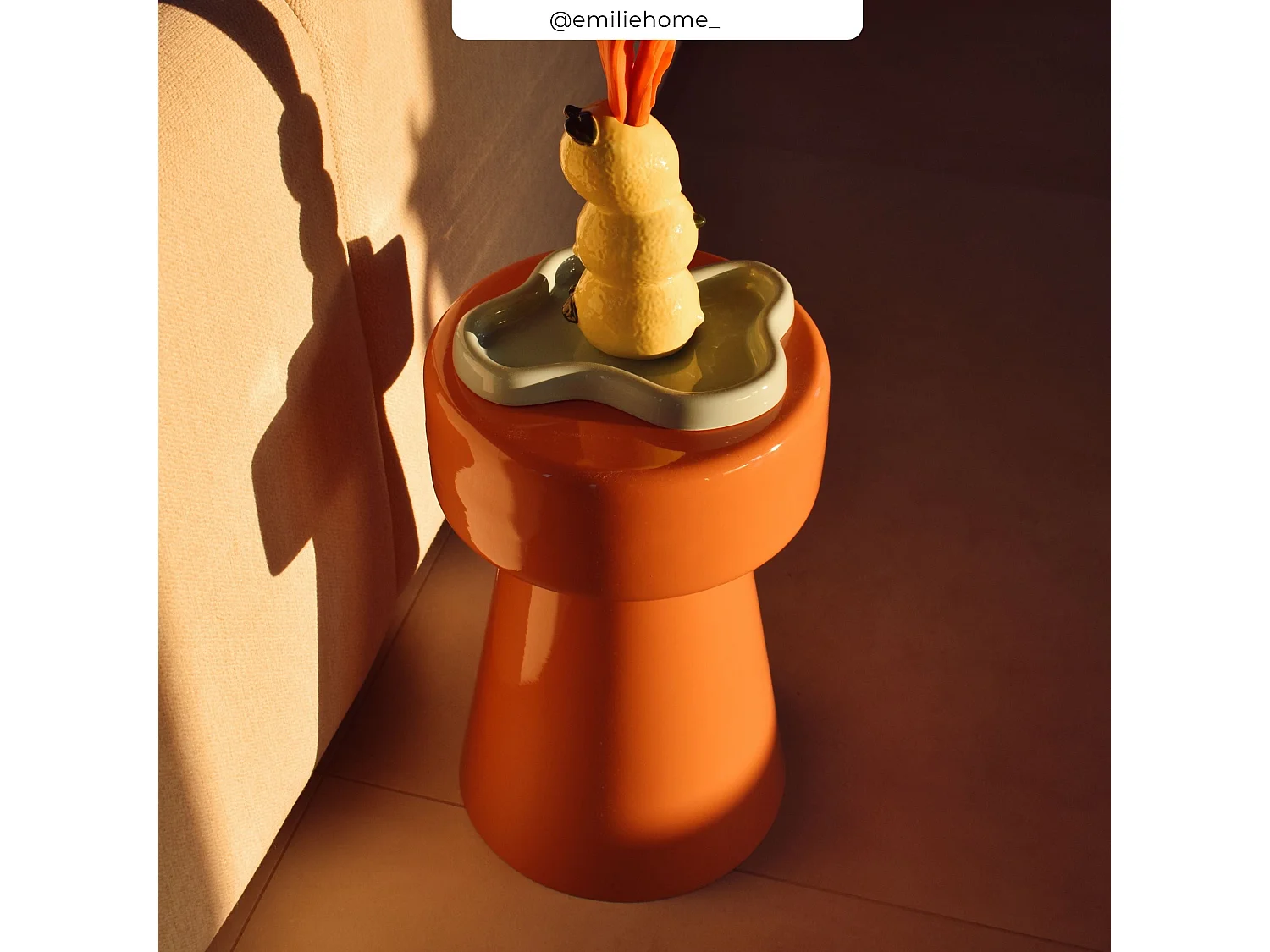 Table d'appoint ronde en métal orange D30 cm - Athéna