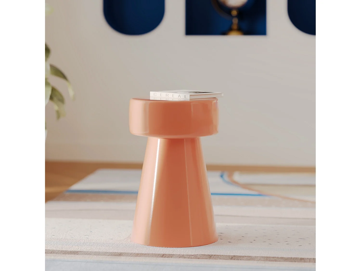 Table d'appoint ronde en métal orange D30 cm - Athéna