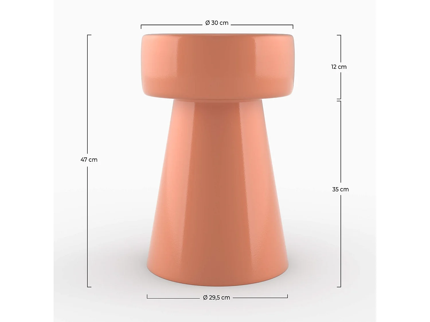 Tavolino rotondo in metallo arancione D30 cm - Athéna