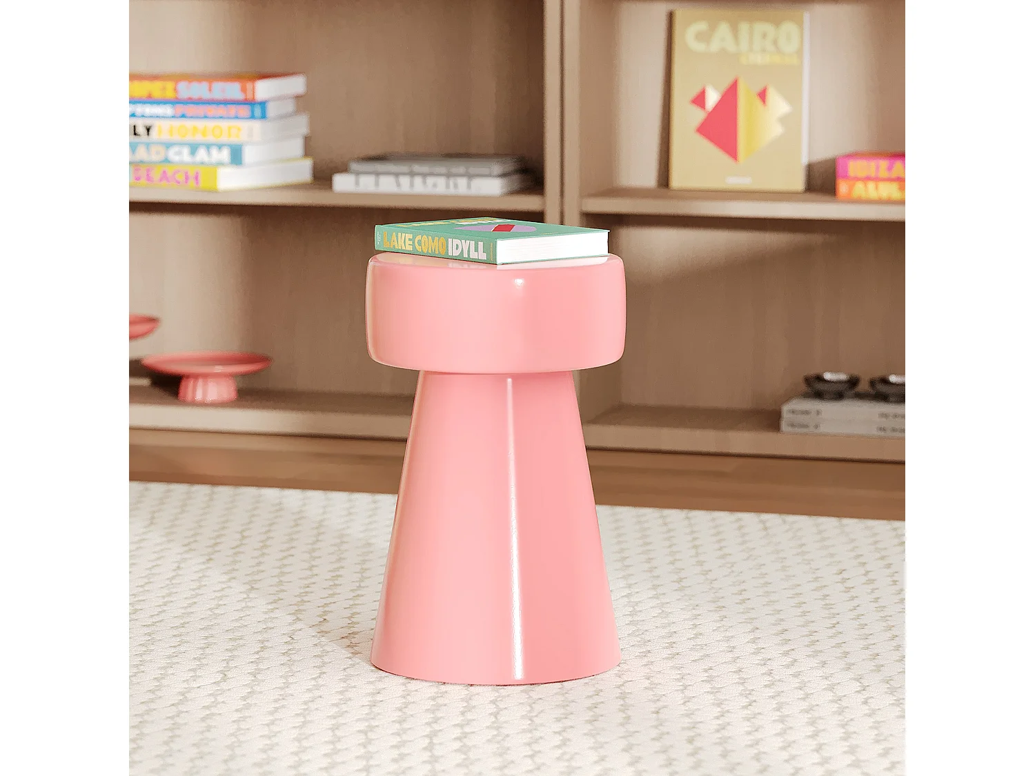 Tavolino rotondo in metallo rosa - Athéna