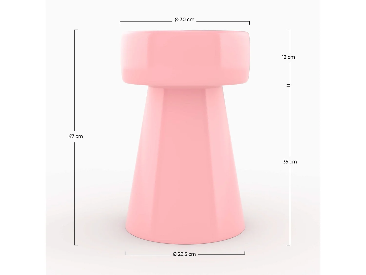 Tavolino rotondo in metallo rosa D30 cm - Athéna