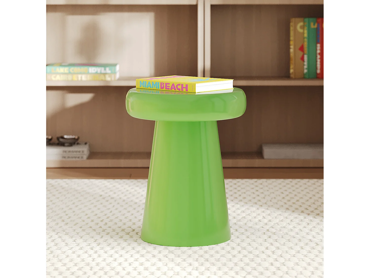 Tavolino rotondo in metallo verde D40 cm - Anouk