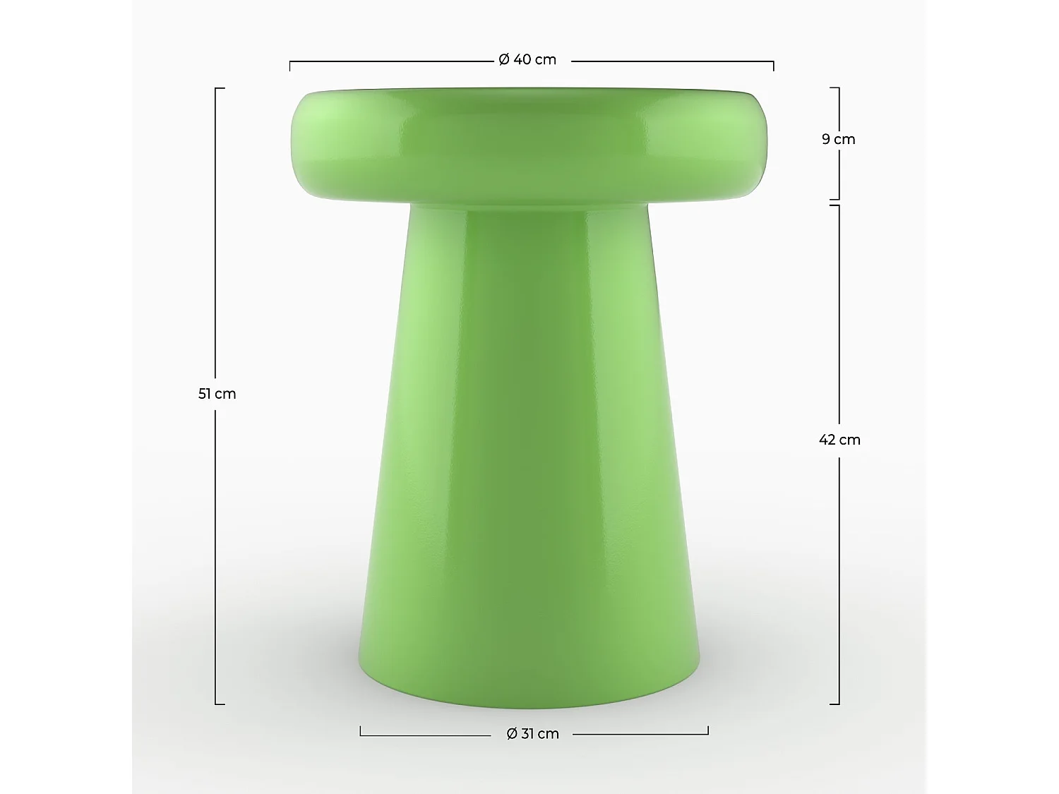 Tavolino rotondo in metallo verde D40 cm - Anouk