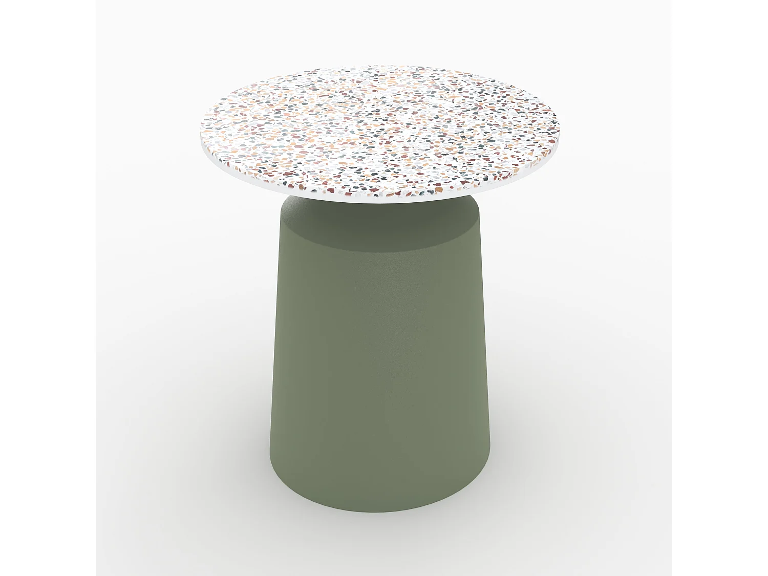 Tavolino rotondo in terrazzo e metallo verde kaki - Daphné