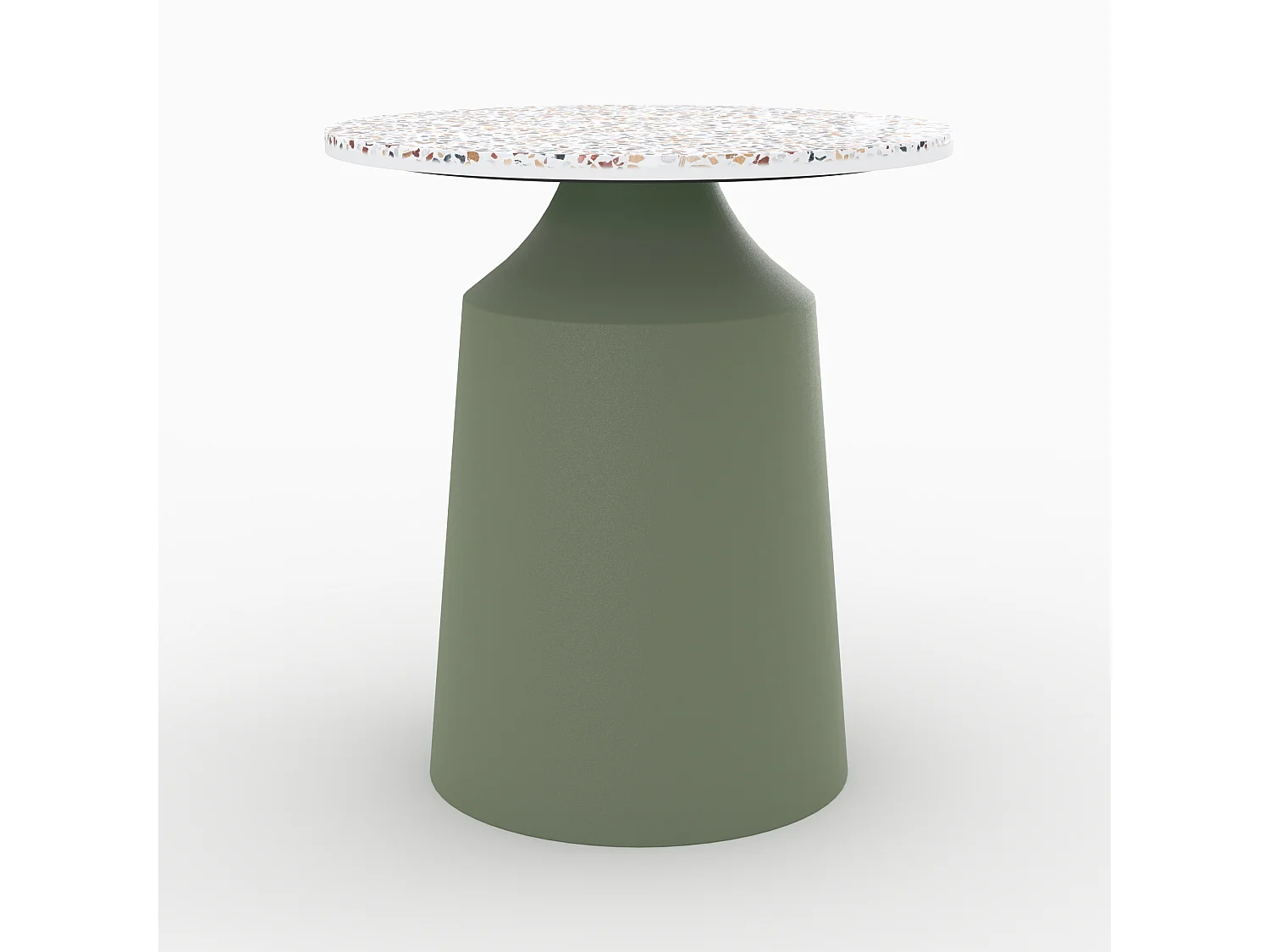 Tavolino rotondo in terrazzo e metallo verde kaki - Daphné