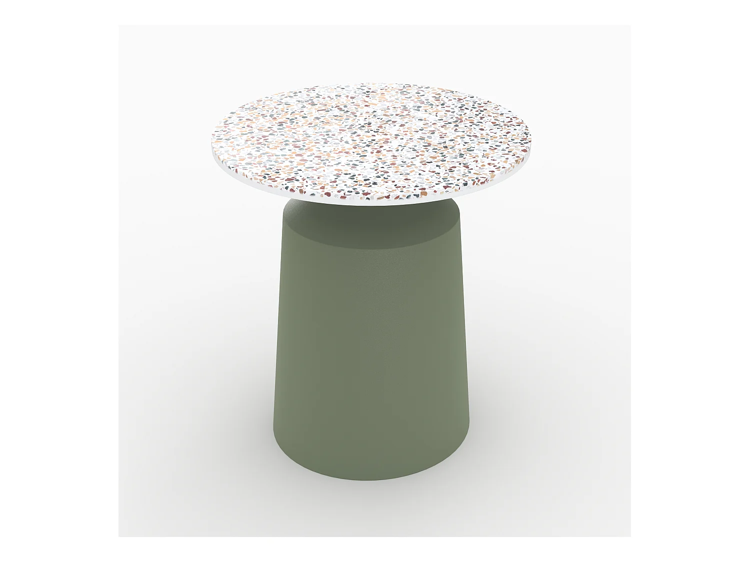 Table d'appoint ronde en tezzazzo et métal vert kaki D44 cm - Daphné