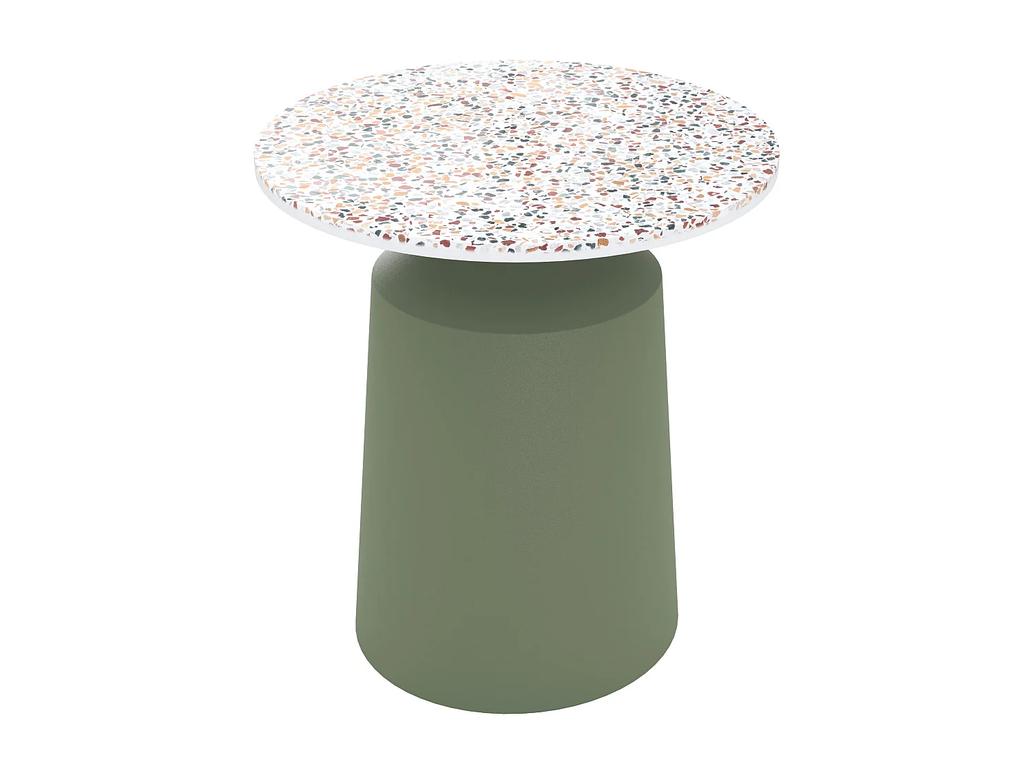 Tavolino rotondo in terrazzo e metallo verde kaki D44 cm - Daphné