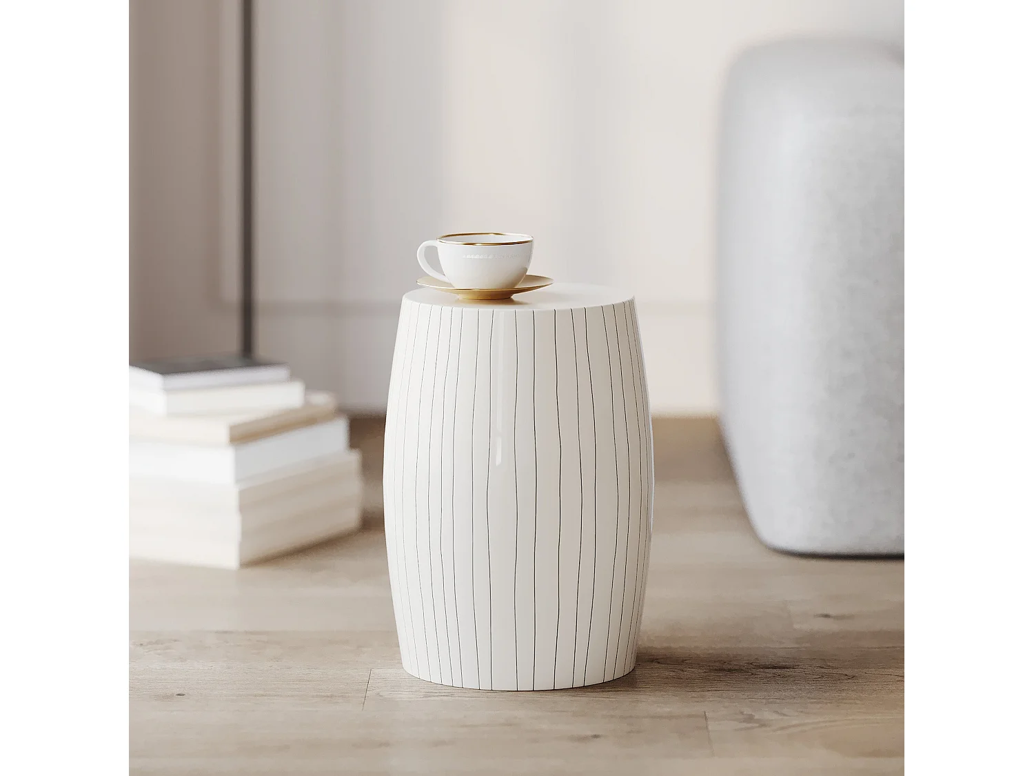 Tavolino rotondo in metallo bianco - Nello