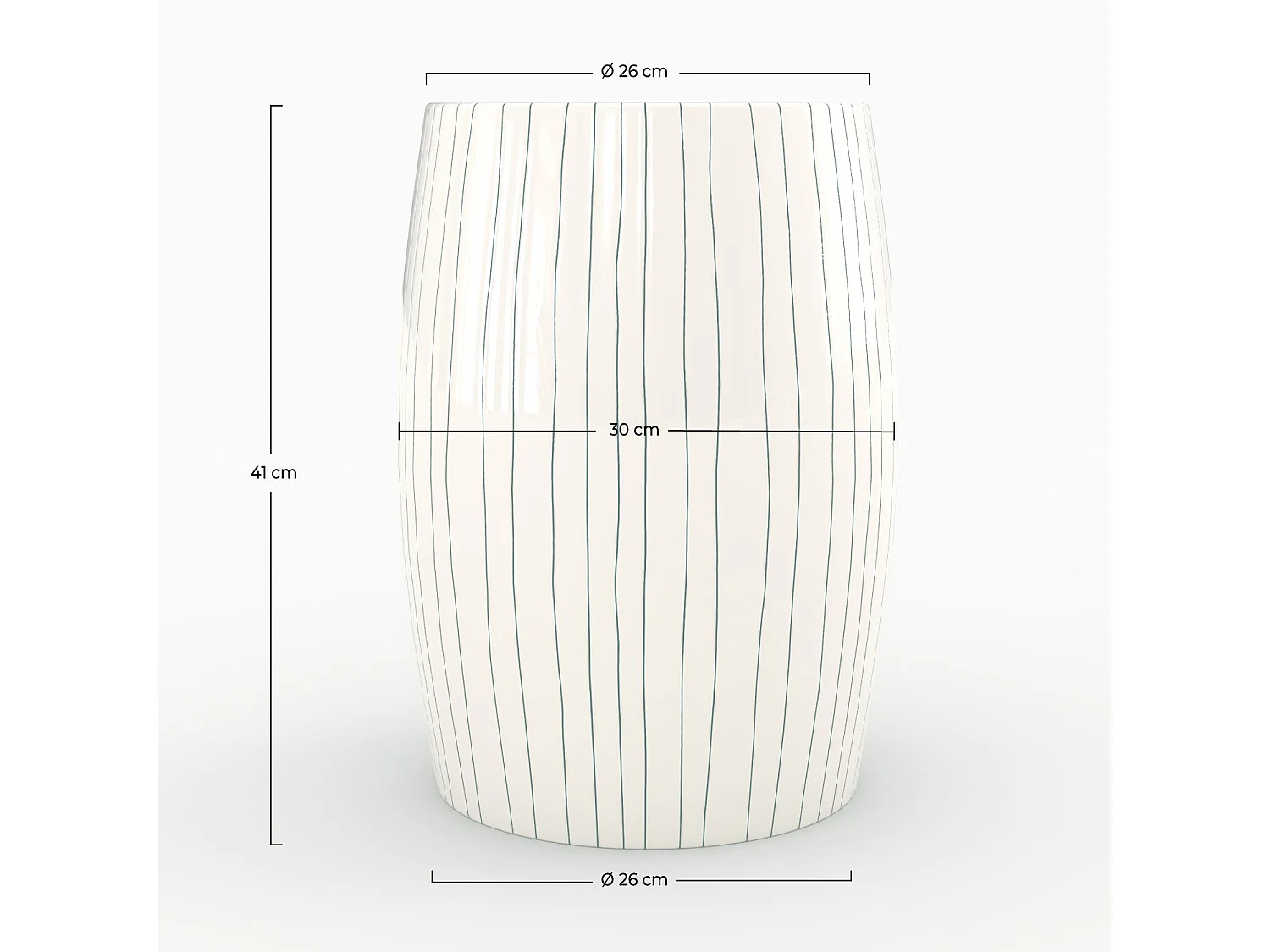 Tavolino rotondo in metallo bianco rigato D26 cm - Nello
