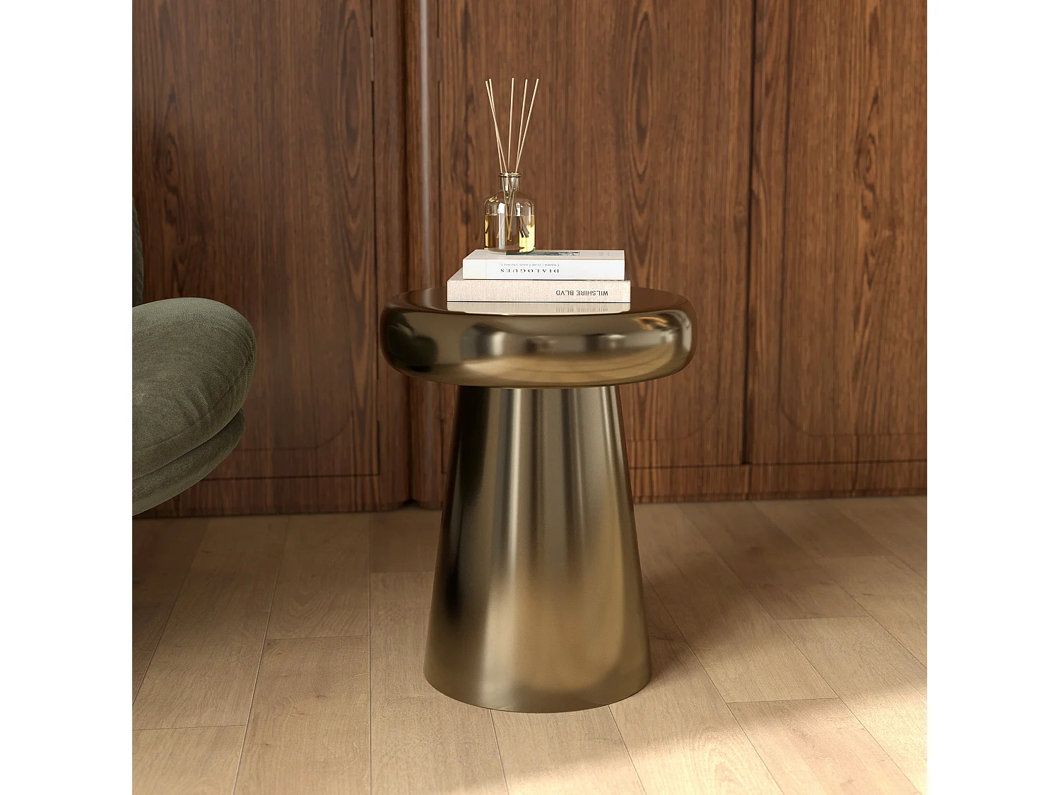 Tavolino rotondo in metallo dorato - Anouk