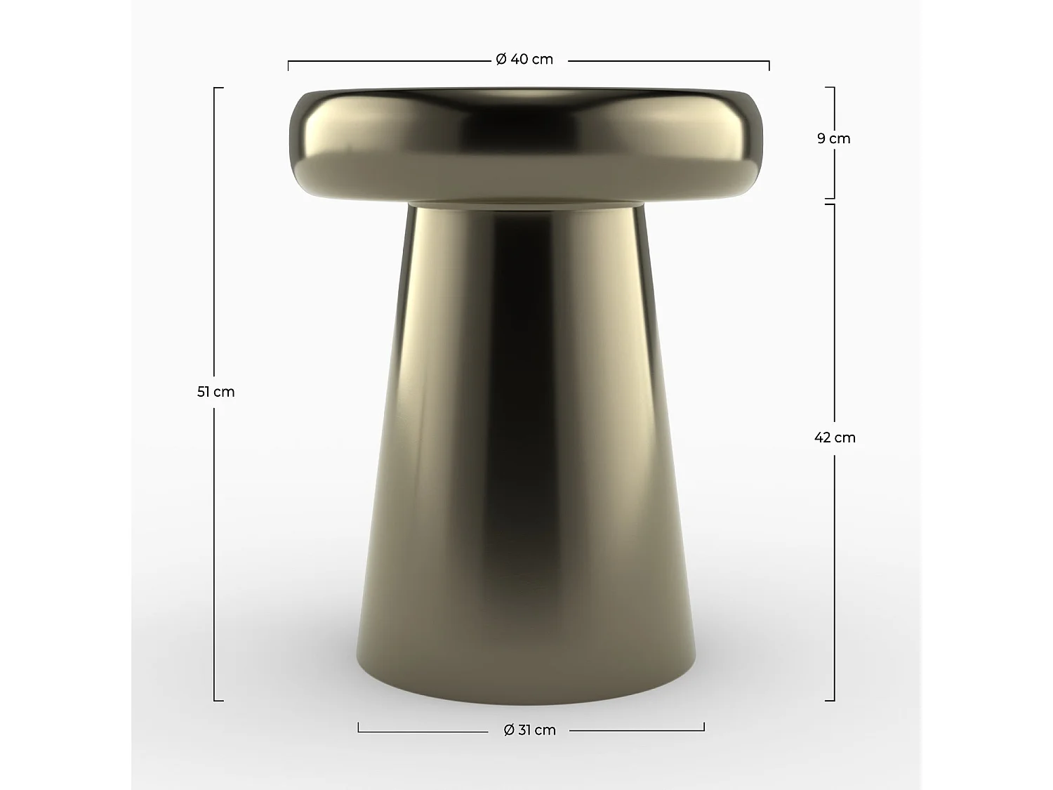 Tavolino rotondo in metallo dorato - Anouk