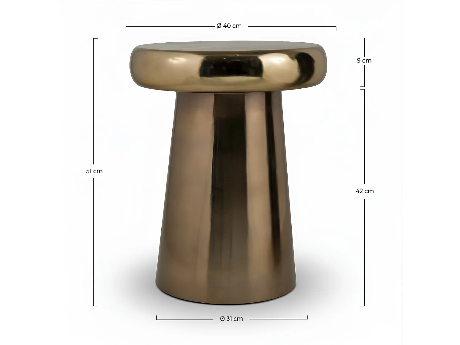 Tavolino rotondo in metallo dorato - Anouk