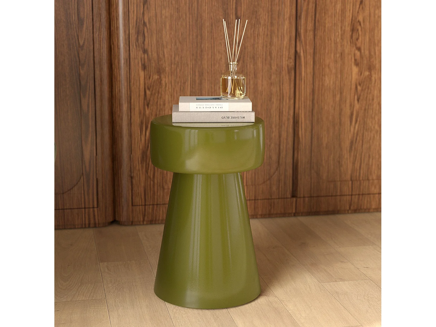 Mesa auxiliar redonda de metal verde - Athéna