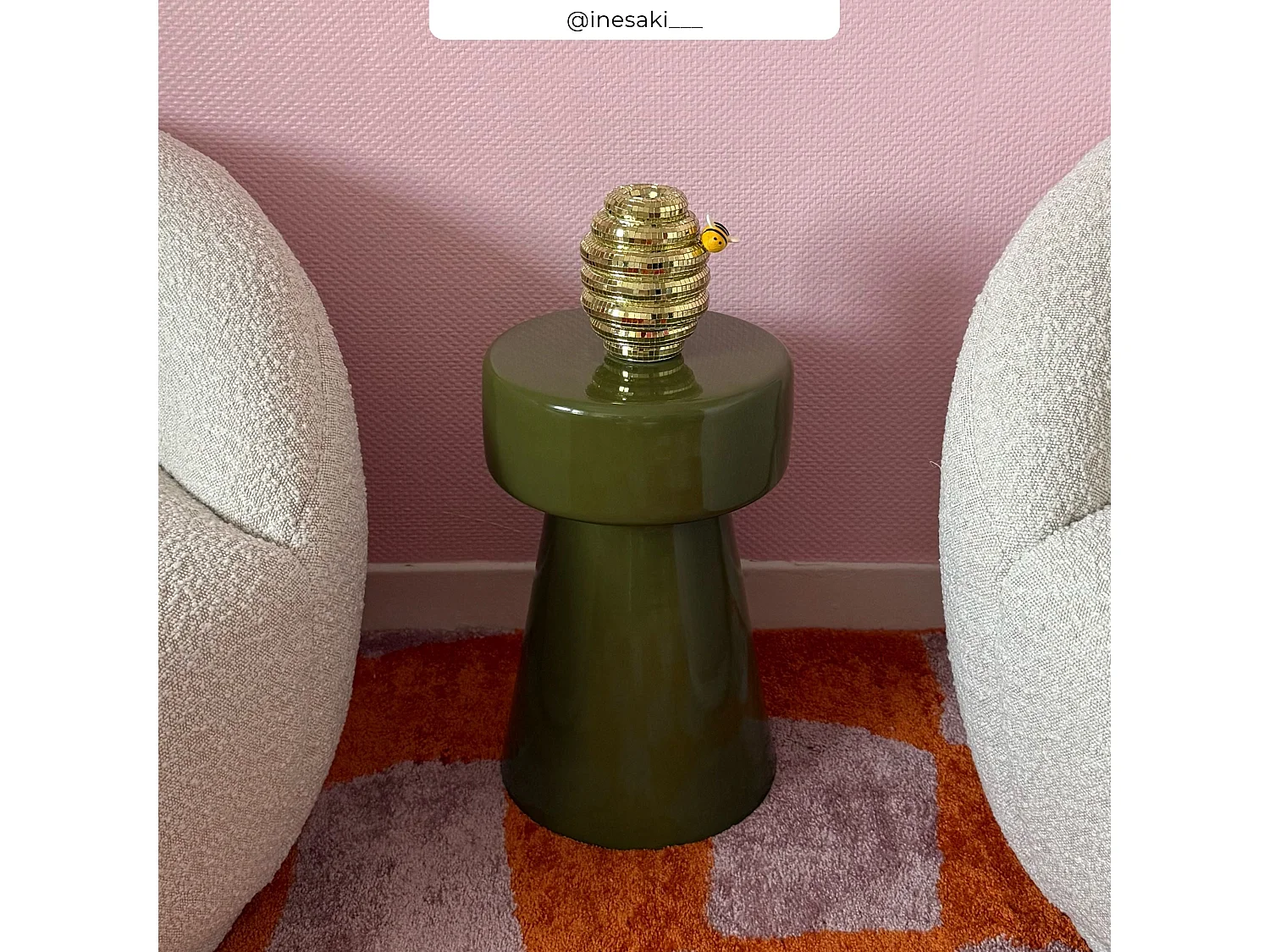 Mesa auxiliar redonda de metal verde - Athéna