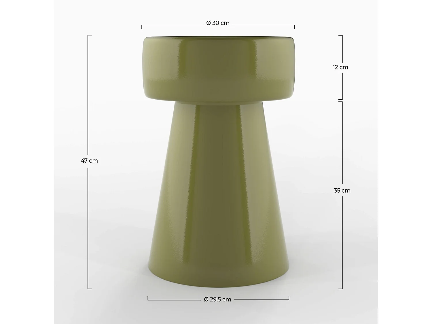 Tavolino rotondo in metallo verde kaki D30 cm - Athéna