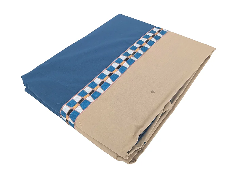 Drap plat 240x310 cm en percale de coton LINOA bleu cobalt