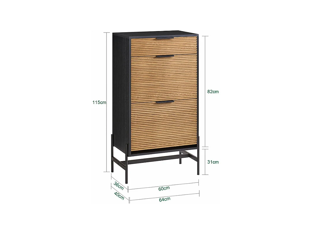 SoBuy Meuble à Chaussures avec 1 Tiroir et 2 Abattants, L64xP40xH115 cm, Entrée/Couloir/Salon - HFSR03-SCH