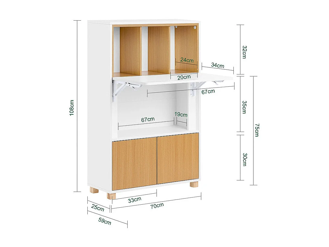 SoBuy Biurko składane 70x108x59 cm FWT107-WN