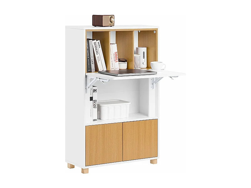 Mesa Escritorio Plegable con 2 Puertas y 1 Estante FWT107-WN SoBuy ES