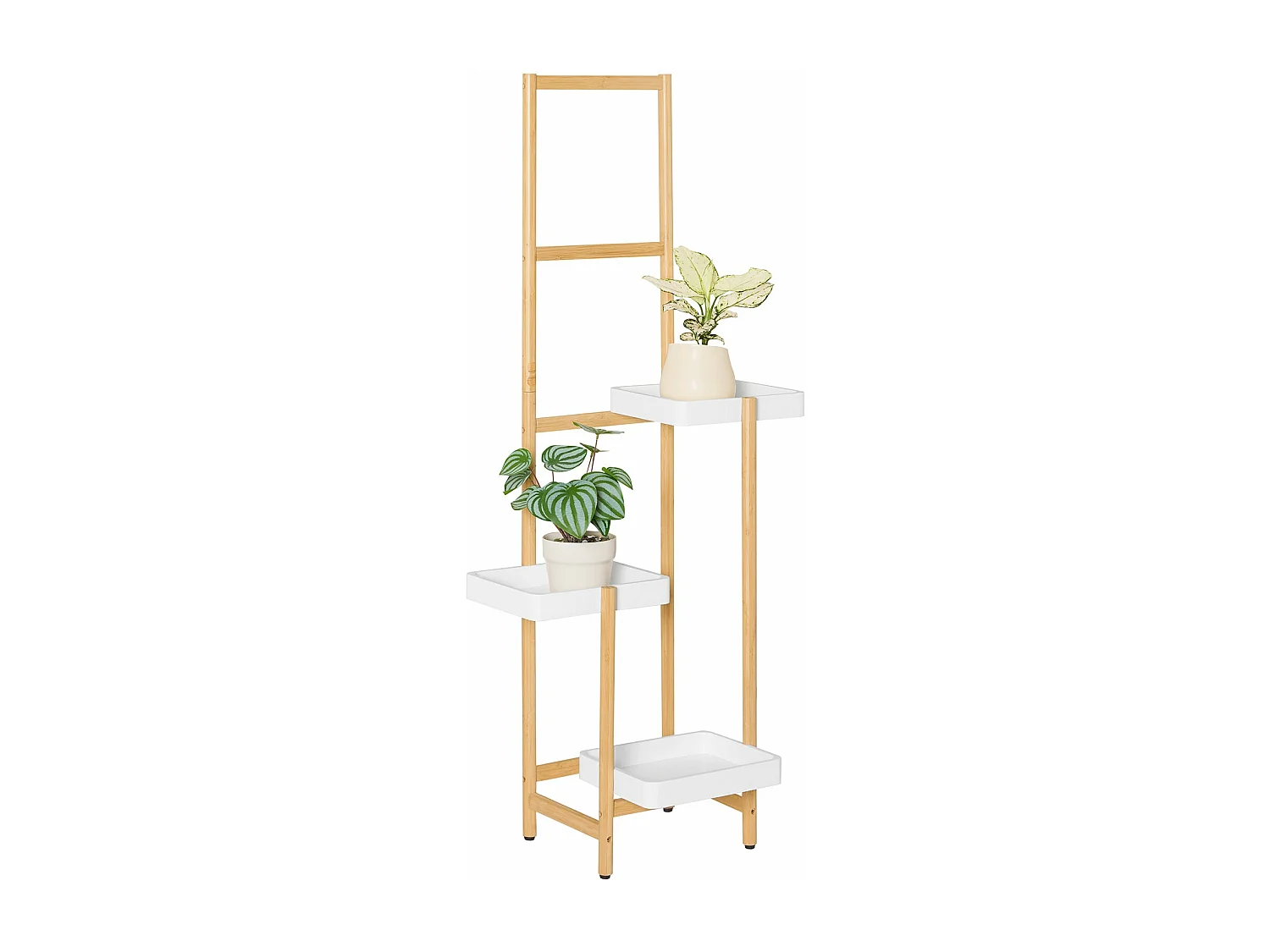 SoBuy STR13-WN Étagère à Fleurs Support de Pots de Fleurs Porte Plante en Bambou à 5 niveaux Présentoire de Jardin pour Intérieur et Extérieur, L31cm x P27cm x H130