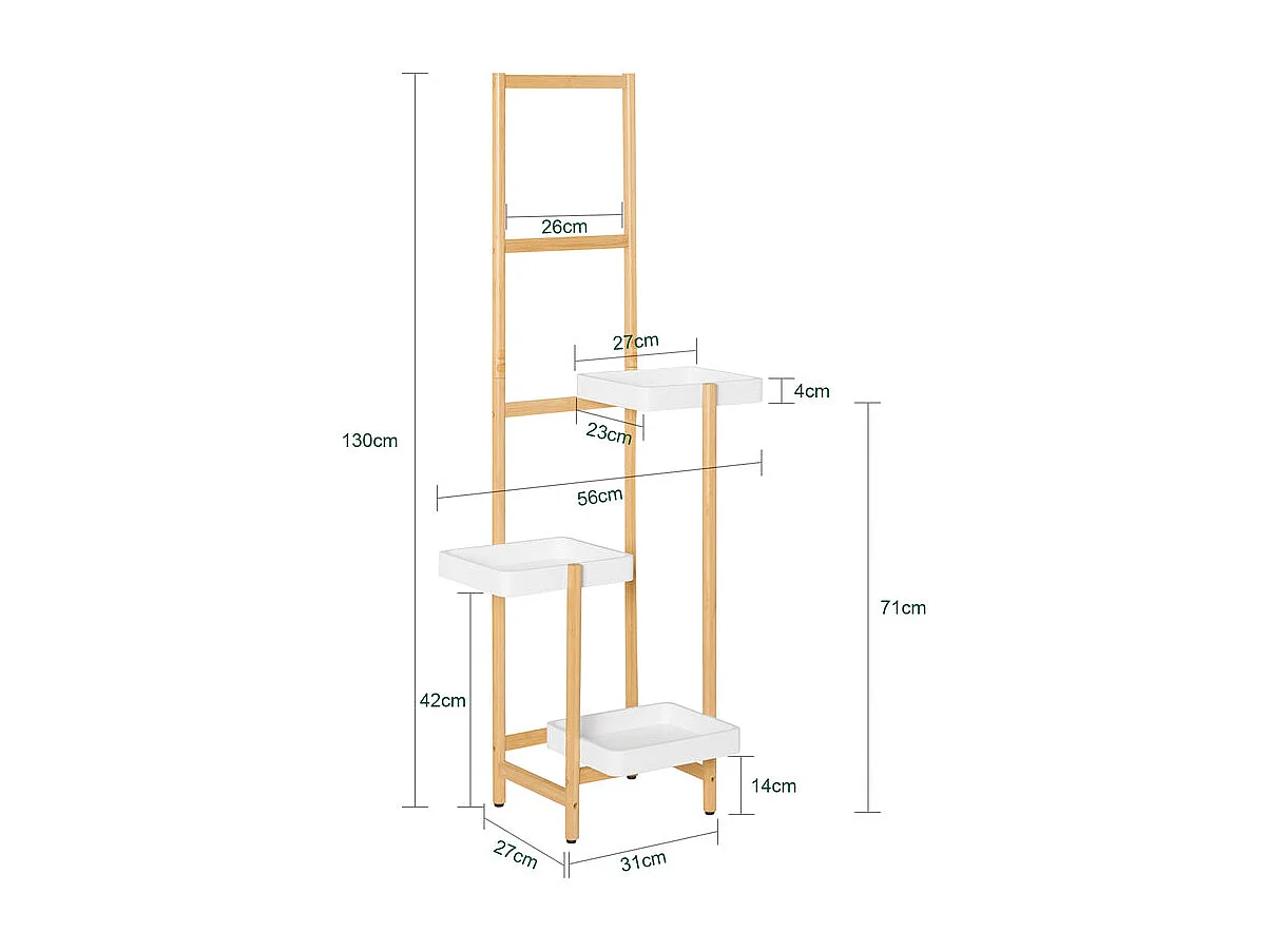 SoBuy STR13-WN Étagère à Fleurs Support de Pots de Fleurs Porte Plante en Bambou à 5 niveaux Présentoire de Jardin pour Intérieur et Extérieur, L31cm x P27cm x H130