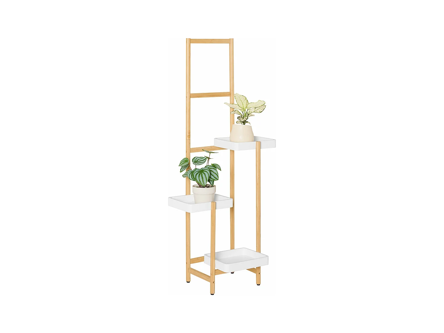 SoBuy STR13-WN Étagère à Fleurs Support de Pots de Fleurs Porte Plante en Bambou à 5 niveaux Présentoire de Jardin pour Intérieur et Extérieur, L31cm x P27cm x H130