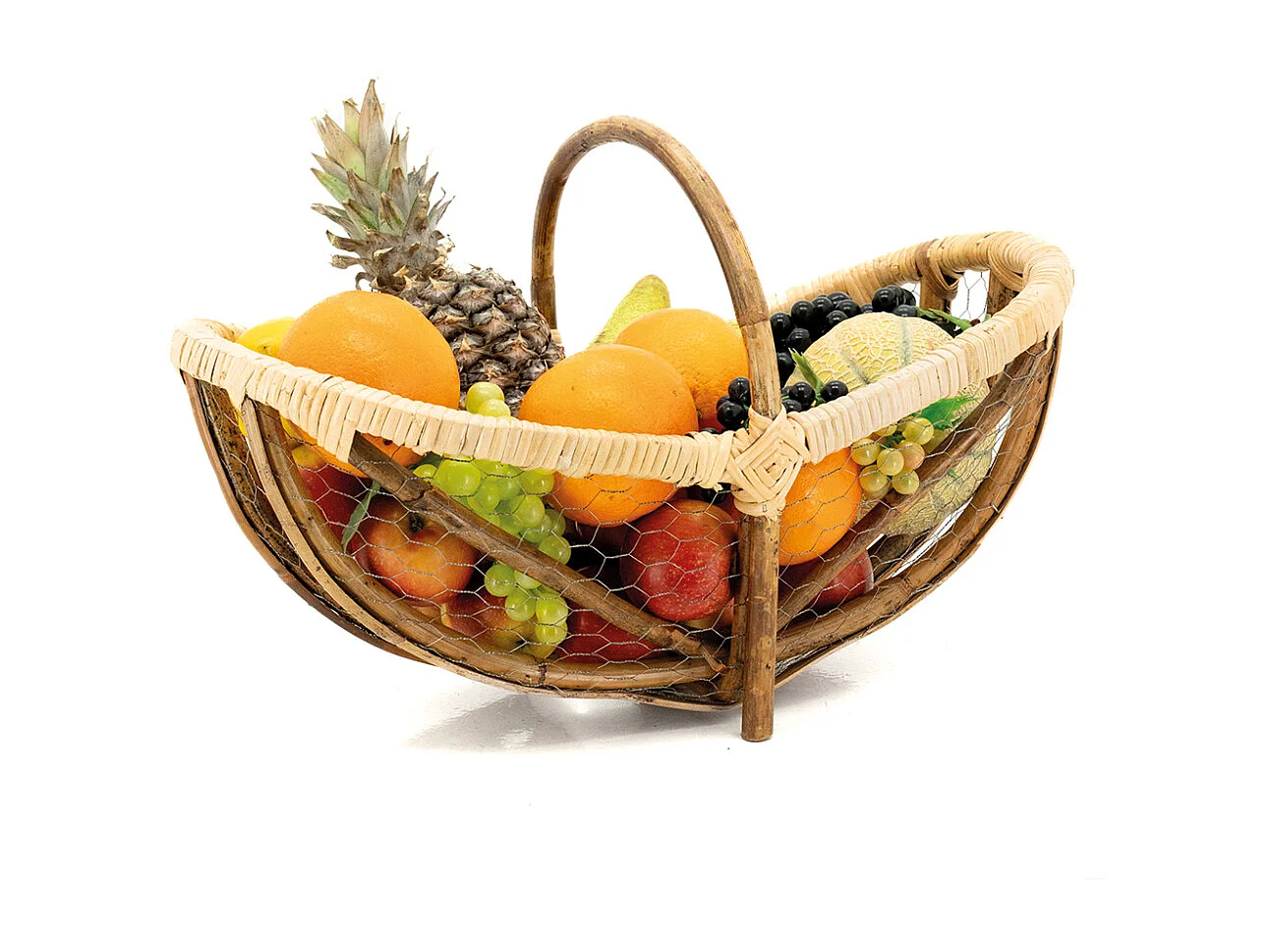 Panier en rotin et grillage