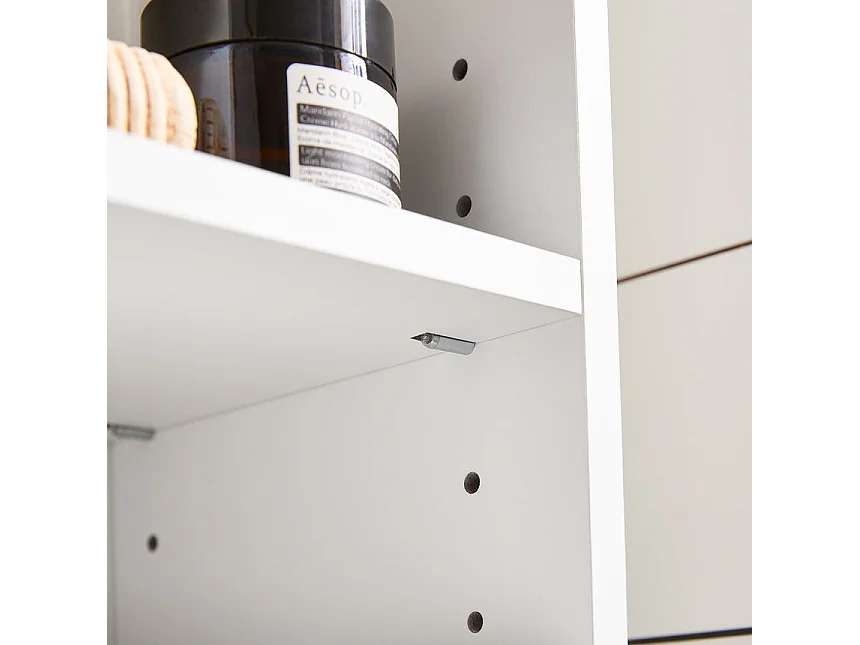 SoBuy Meuble Colonne Salle de Bain, Armoire Étroite 1 Tiroir, 2 Portes, 5 Compartiments, Étagères Réglables, Blanc 20x20x180 cm BZR160-W