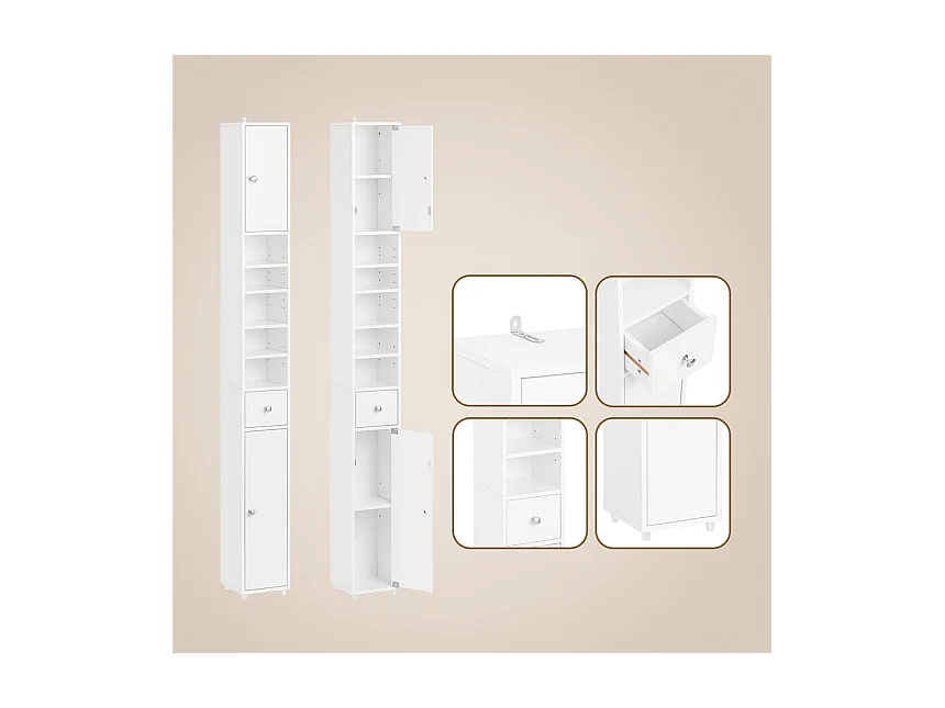 SoBuy armário alto de banheiro, armário alto para banheiro, armário de banheiro BZR167-GW