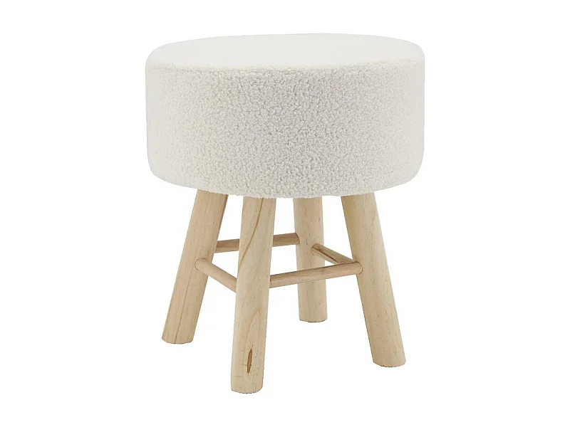 Tabouret en bouclette pied bois