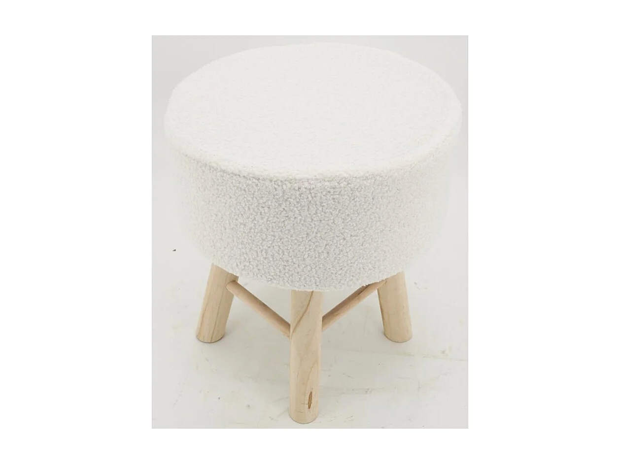 Tabouret en bouclette pied bois