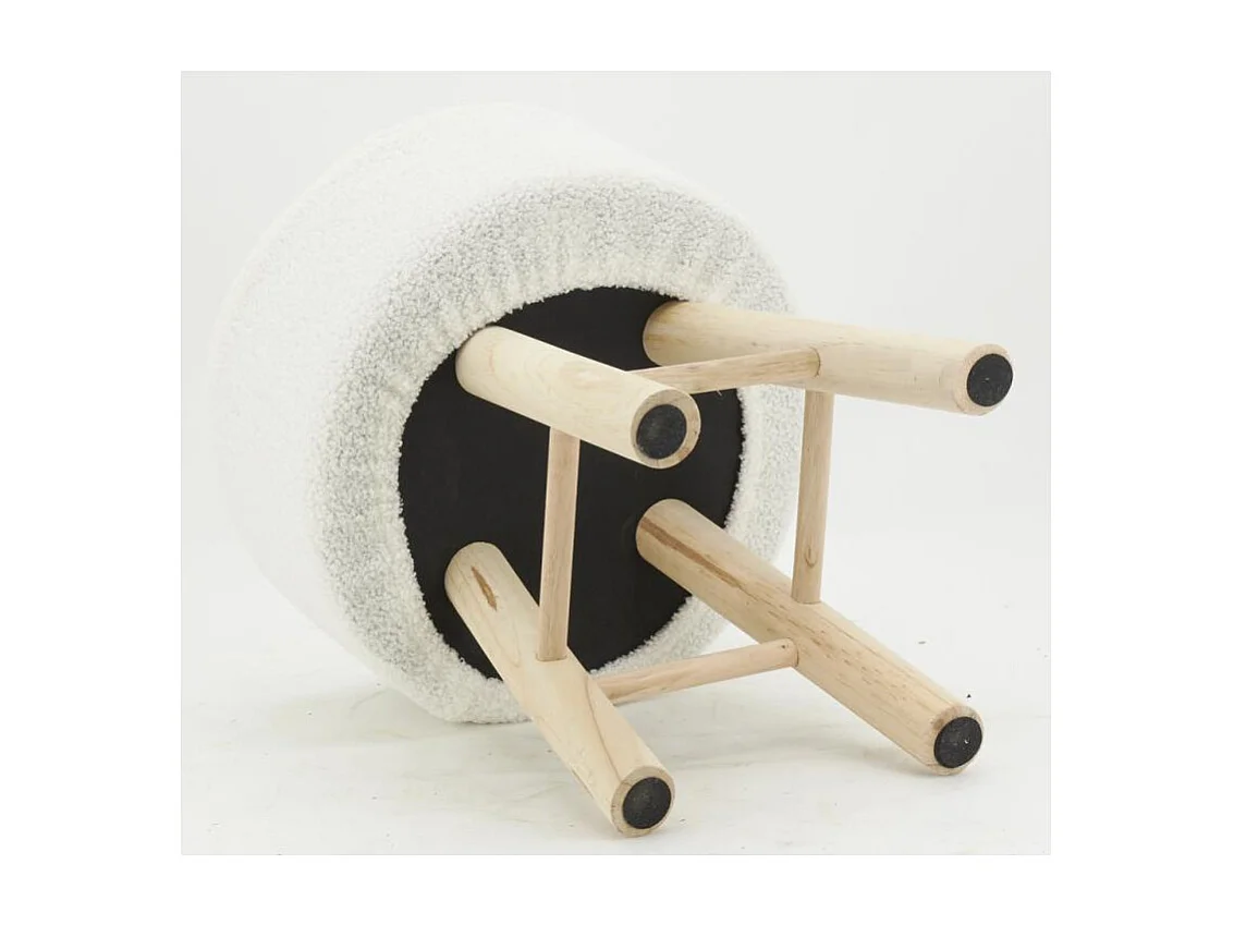 Tabouret en bouclette pied bois