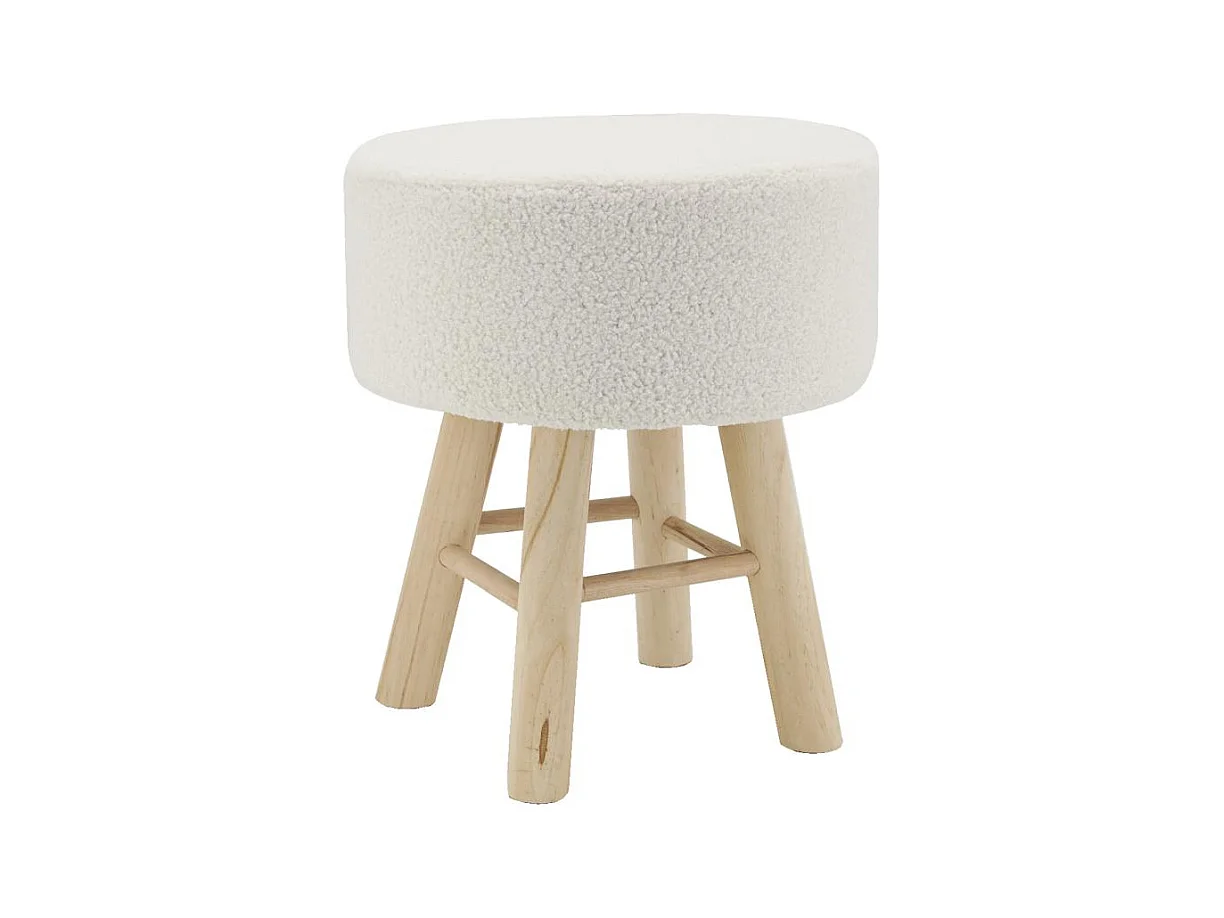 Tabouret en bouclette pied bois